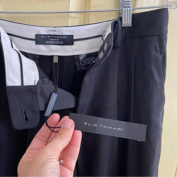 Elie Tahari Nordstrom NWT Black Pleated Cropped Pants Office Wear Work Size 4 - Picture 4 of 8